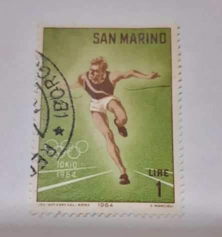 Francobollo Repubblica San Marino - Olimpiadi Tokio 1964 - Corsa - L. 1
