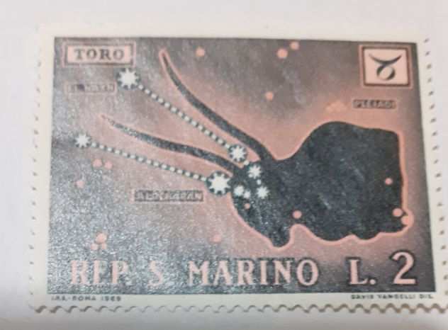 Francobollo Repubblica San Marino - Segno Zodiacale - Toro - L. 2 - Ottimo s