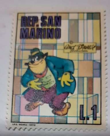 Francobollo Repubblica San Marino - Walt Disney - Commissario Bassettoni - Lire