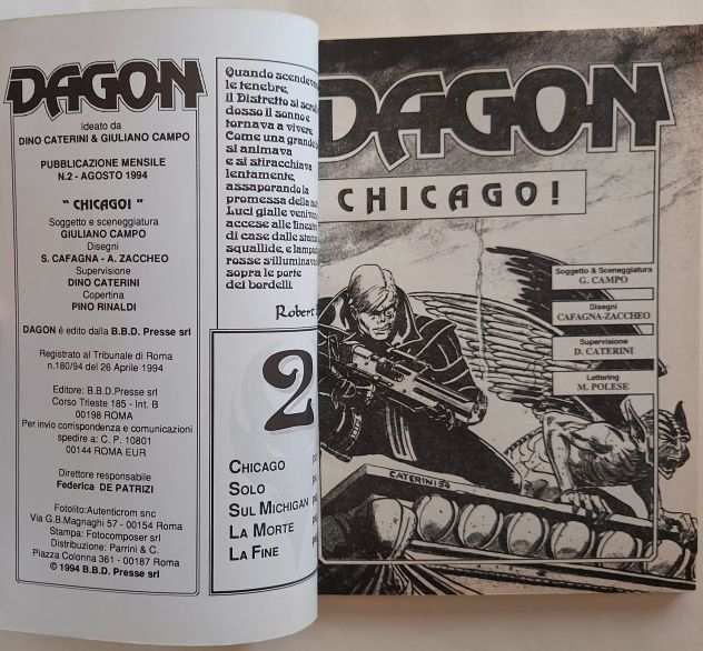 Fumetto DAGON Chicago N.2 Agosto 1994 Ed.B.B.D. Presse srl come nuovo