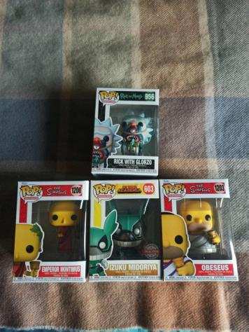 Funko - Funko Pop Mixed Collection of 4 The SimpsonsMy Hero AcademiaRick and Morty
