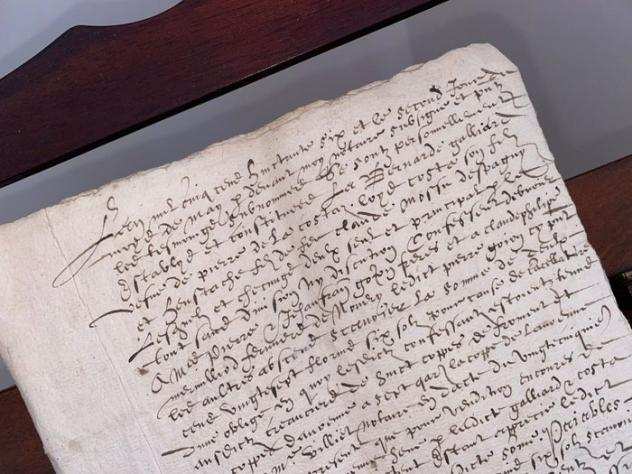 Galliard - Contract Obligation manuscript francois ( Bourgogne ) calligraphie ancient documents calligraphy - 1586