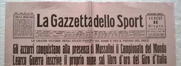 ( GampB ) Giornali Ristampa Ideg Pagina Gazzetta 1934