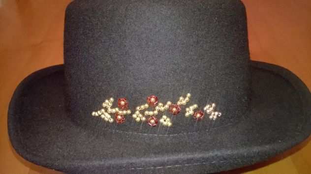 ( GampB ) Moda Cappello nero panno con perline