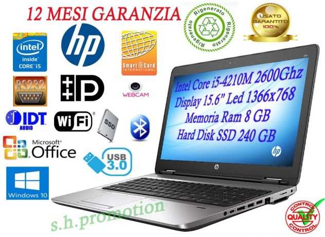 Garanzia Notebook HP 650 G1 i5 8GB SSD Win 10 Rigenerato