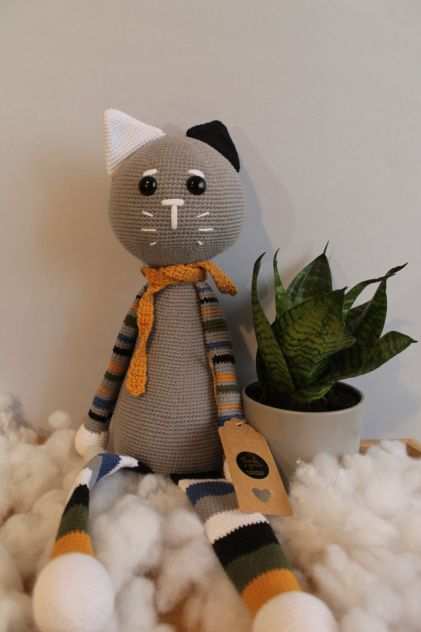 GATTO.GRIGIO.AMIGURUMI.SVENDITA 50 LO SCONTO