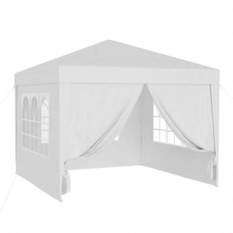 Gazebo 3x3 m bianco con laterali rimovibili e finestre per giardino ed esterni