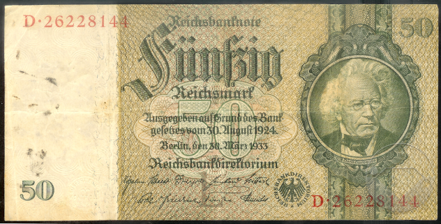 GERMANIA 1933 banconota 50 Reichsmark VF