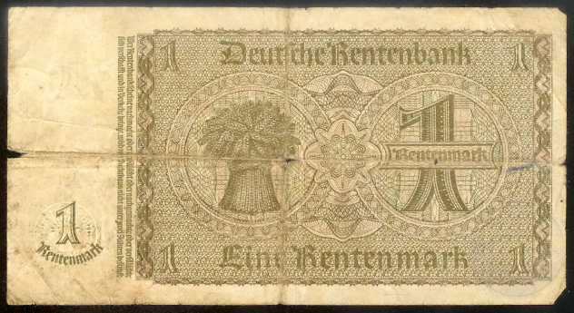 GERMANIA 1937 banconota 1 Rentenmark F