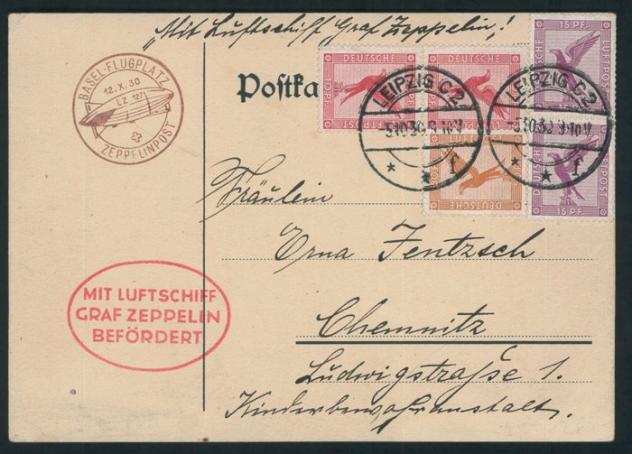 Germania e colonie - Cartoncino da Lipsia 5.10.30 con quotBasel Flugplatzquot, affrancato con P.A. n. 2829  31.