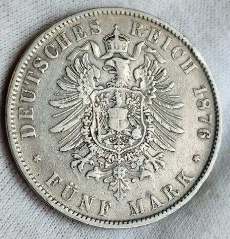 Germania, Impero, Germania, Sassonia. Albert (1873-1902). 5 Mark 1876 E