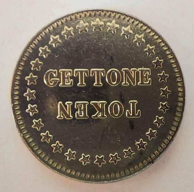 GETTONE TOKEN Oslash26 dorato distributori automatici 28 stelle bordo 2 triangoli