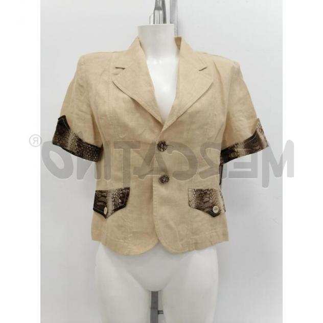 Giacca donna cristina ferri beige doppio bottone inserti pitonati Taglia S-M