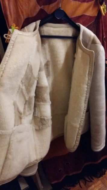 giacca donna taglia 42 montone bianco intarsiata
