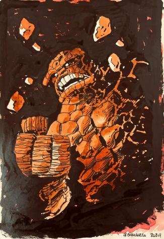 Giancarlo Caracuzzo - 1 Watercolour - The Fantastic Four - THE THING, ILLUSUTRAZIONE ORIGINALE - 2023