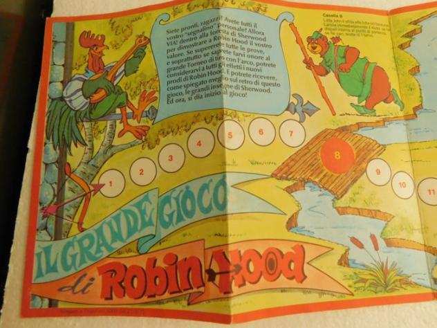 Giochi - Lotto Gadget Topolino Gioco Qui Quo Qua, Il Grande Gioco di Robin Hood, Placca Topolino 1500 ecc.. - Pagina sciolta - Prima edizione - (1975