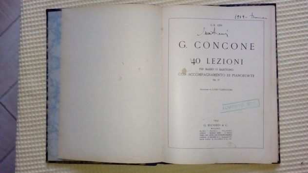 Gisueppe Concone, lezioni per Basso o Baritono spartito musicale del 1933