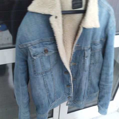 giubbino giacca jeans con pelliccia tg xl