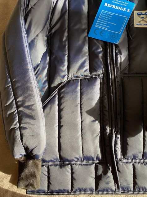 Giubbotto invernale stile giacca a vento da lavoro blu con cappuccio nuovo