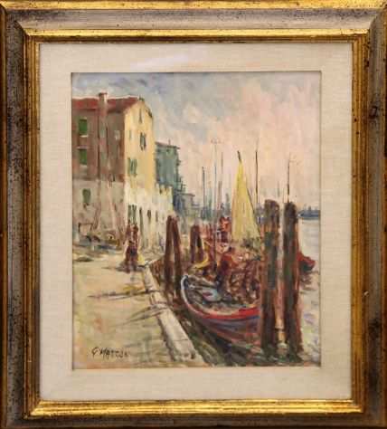 Giuseppe Mazzon pittore olio su tela pescatori