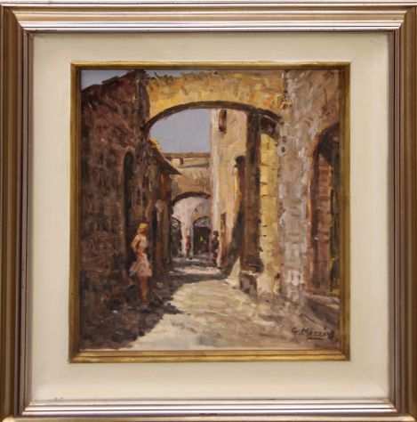 Giuseppe Mazzon pittore olio su tela San Gimignano