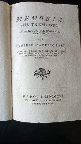 Giuseppe Saverio Poli - Memoria sul tremuoto dersquo 26 luglio del corrente anno 1805 - 1806