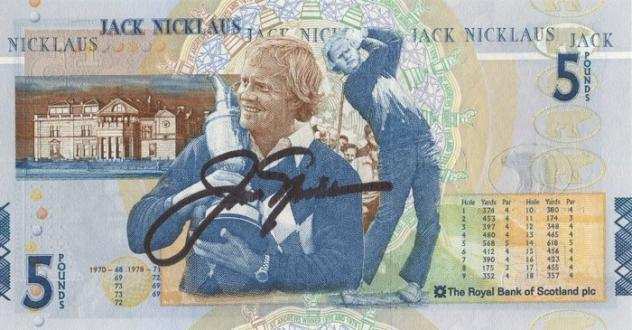 Golf - Jack Nicklaus - Banconota Scozzese da pound5 autografata
