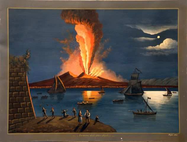 Gouache su carta eruzione del Vesuvio 1812