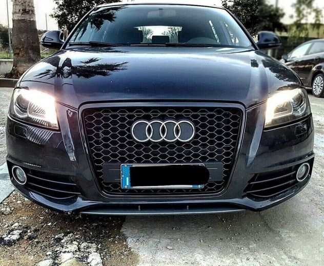 GRIGLIA ANTERIORE AUDI A3 8P 2008-2012 FACELIFT LOOK RS3 TOTAL BLACK A NIDO DA