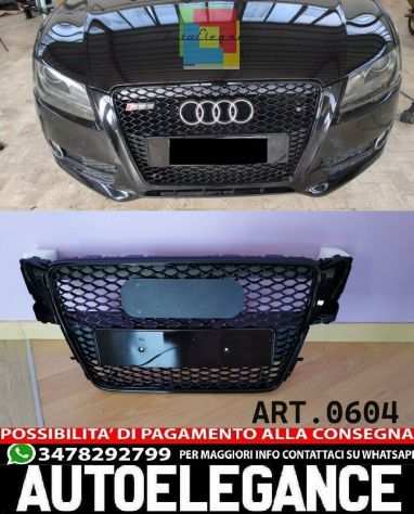 GRIGLIA RADIATORE ADATTA PER AUDI A5 2007-2011 LOOK RS5 NERO DESIGN SPORTIVO-mo