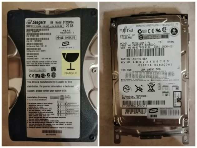 Hard Disk Disco Rigido HDD Fujitsu 100 gb  Seagate 20 gb