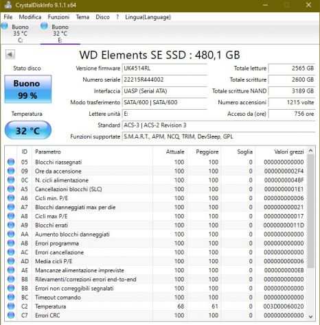Hard disk esterno SSD 480 gb western digital