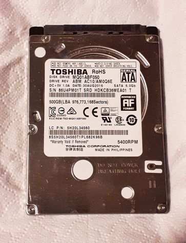Hard Disk Interno 2.5rdquo 500GB Toshiba funzionante euro 10