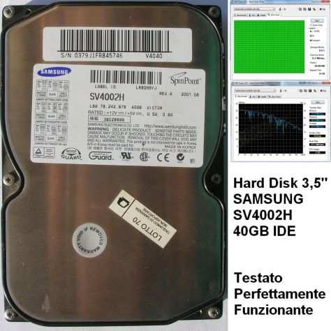 Hard Disk SAMSUNG SV4002H 40GB IDE 3,5 TESTATO Funzionante