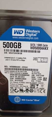 Hard Disk WD WD5000AAKX Blu da 500 GB 16 MB Cache