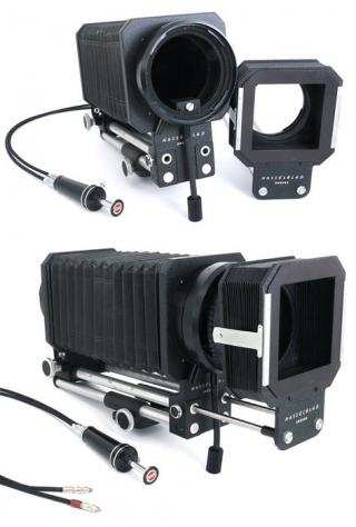 Hasselblad AB Square Automatic Bellows Extension Macro Close up Camera Rail Unit, double cable release and Soffietto
