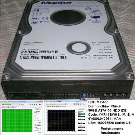 HDD Maxtor 9 80GB ATA133 HDD DiamondMax Plus Code YAR41BW0 N, M, B,
