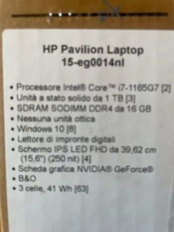 HP Pavilion 15 i7-1165G7 16GB RAM SSD 1000 GB-Nvidia