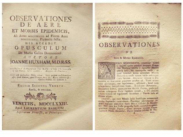 Huxham Joanne. - Observationes de Aere et Morbis Epidemicis - 1773