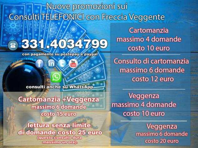 I CONSULTI TELEFONICI DI FRECCIA VEGGENTE retribuzione desiderata16,00 - 20,00 35-00