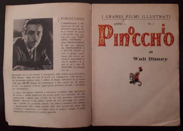I GRANDI FILMI ILLUSTRATI, Pinocchio di Walt Disney, ANNO 1 - N. 1, 1941.