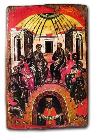 ICONA . Pentecoste. Teofane Cretese Stavronikita 1546
