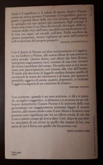 Il mestiere di vivere, CESARE PAVESE, G. Einaudi 1976.