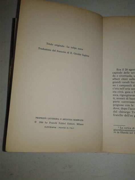 IL TULIPANO NERO F.lli Fabbri Editore 1966
