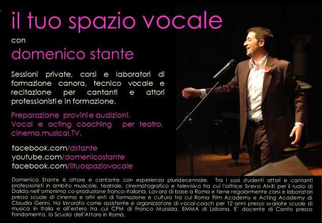 IL TUO SPAZIO VOCALE. Studio, vocal e acting coaching.