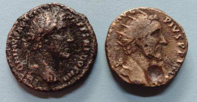 Impero romano. Lot of 2 AElig coins (1 Dupondius, 1 As), Antoninus Pius (AD 138-161)