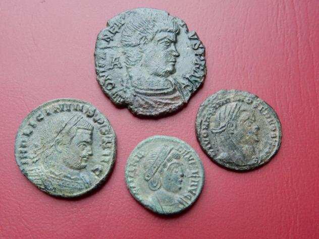 Impero romano. Lotto di 4 monete (MagnenzioLiciniusHelenaDivo Maximiano