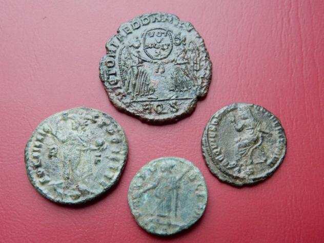 Impero romano. Lotto di 4 monete (MagnenzioLiciniusHelenaDivo Maximiano