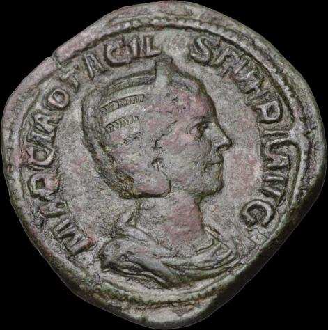 Impero romano. Otacilia Severa (Augusta, AD 244-249). Sestertius Rome - Pudicitia