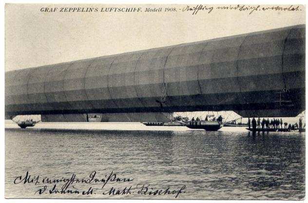 Impero tedesco 1908 - Zeppelin LZ 4  tappa Sciaffusa - Friedrichshafen  5 carte Pfg per Berlino - Michel